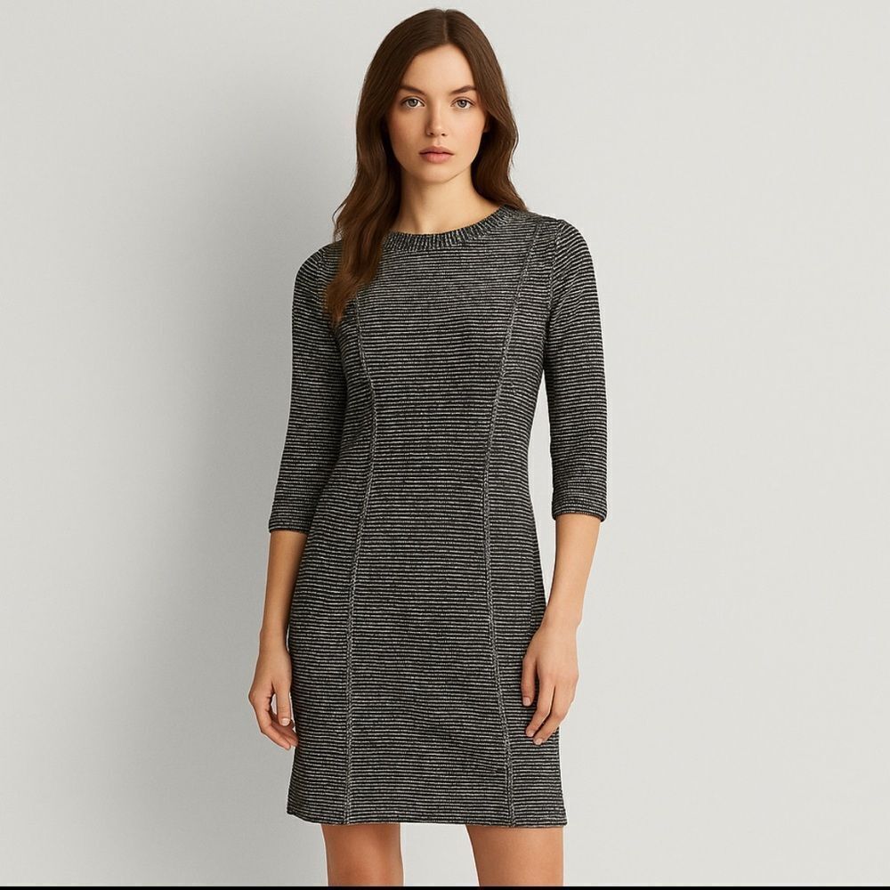 Revolve Massimo Dutti Woven Black & White Tweed Shift Dress